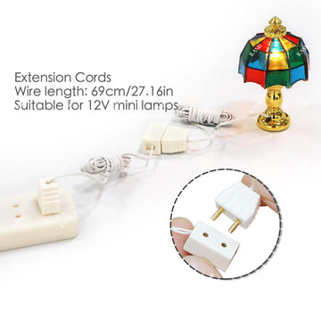 iLAND 1:12 Scale Accessories of Dollhouse Lighting Power Strip Supply Wire,12V Extension Cords for Miniature Lights in DIY Miniature House Kit