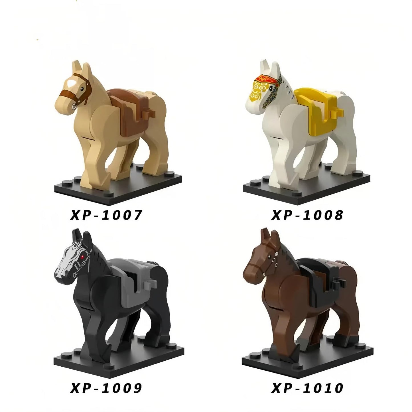 TRavesty Military Medieval War Horse Building Block Set, 10 PCS Custom War Horse Kit for Minifigures, Military Battle Scenes Minifigures Horse Set