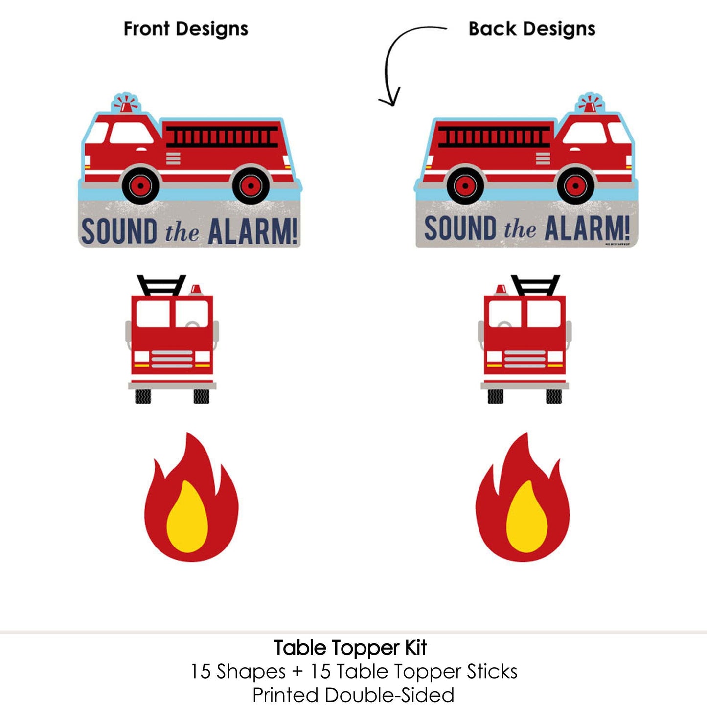 Big Dot of Happiness Fired Up Fire Truck - Firefighter Baby Shower or Birthday Party Centerpiece Sticks - Table Toppers - Set of 15