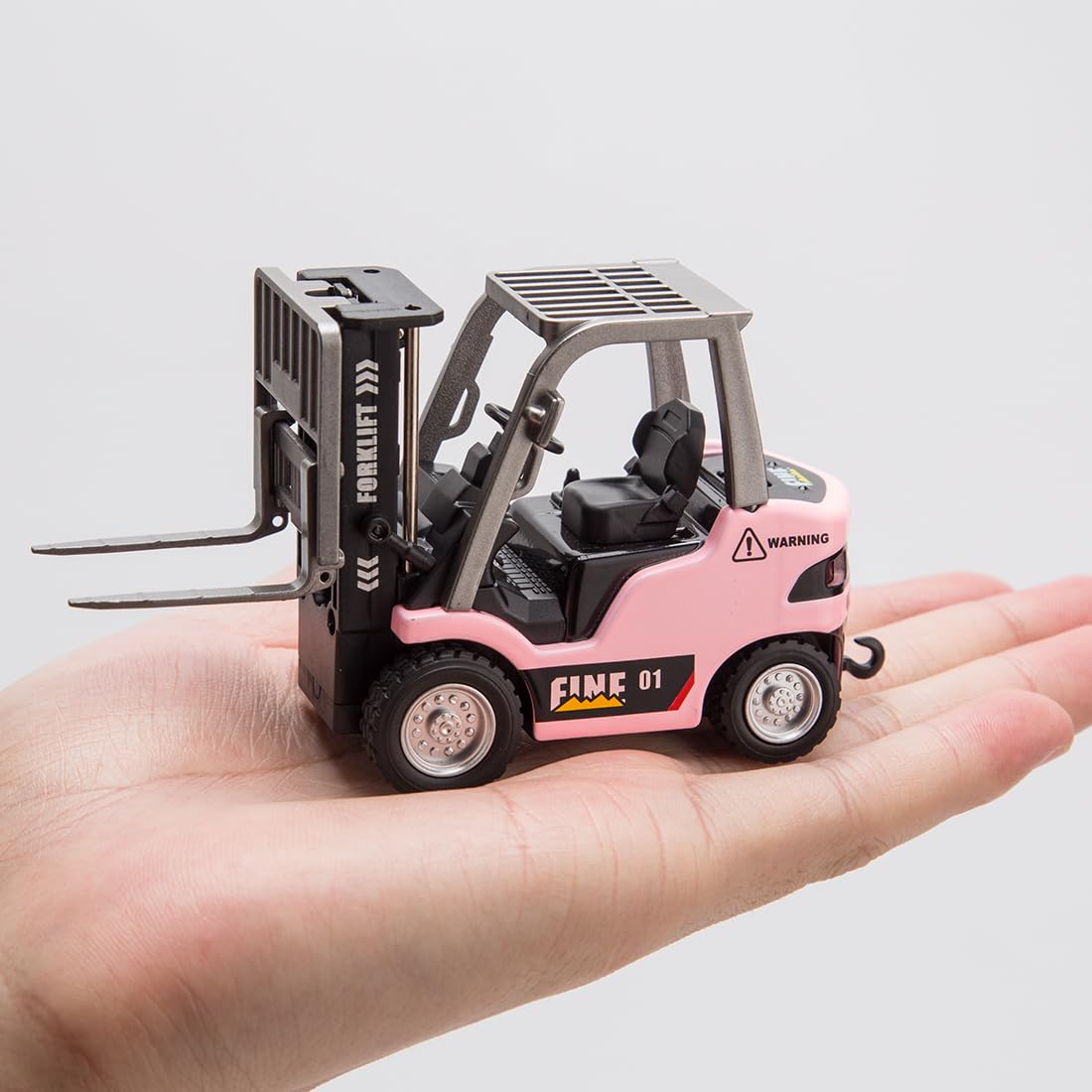 RCTRORCARY RC Forklift Truck with Trailer 1/64 Mini Alloy Remote Control Forklift, 2 Mode Speed Truck with Cargo Hook, Pallets, RC Construction