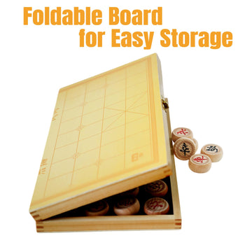 Luoyer 14 Inch Wooden Foldable Chinese Chess Xiangqi Travel Game Set with Wooden Chess Pieces Traditional Tabletop Strategy and Skill Game for Teens