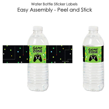 Big Dot of Happiness Video Game - Pixel Game Zone or Birthday Party Water Bottle Sticker Labels - Set of 20