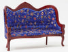 Classics by Handley Dollhouse Miniature Victorian Sofa, Mahogany with Blue Floral Fabric
