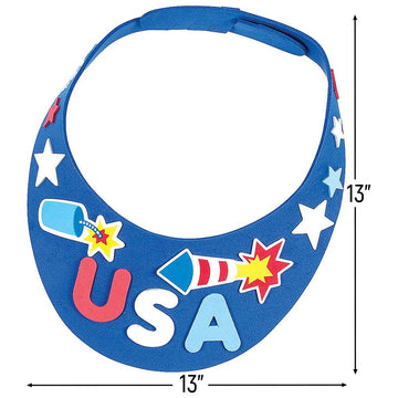 Fun Express Patriotic Foam Visor Craft Kit Makes 12 - Bulk Craft Kits for Kids Summer Activities | 4th of July Crafts for Kids with Peel and Stick