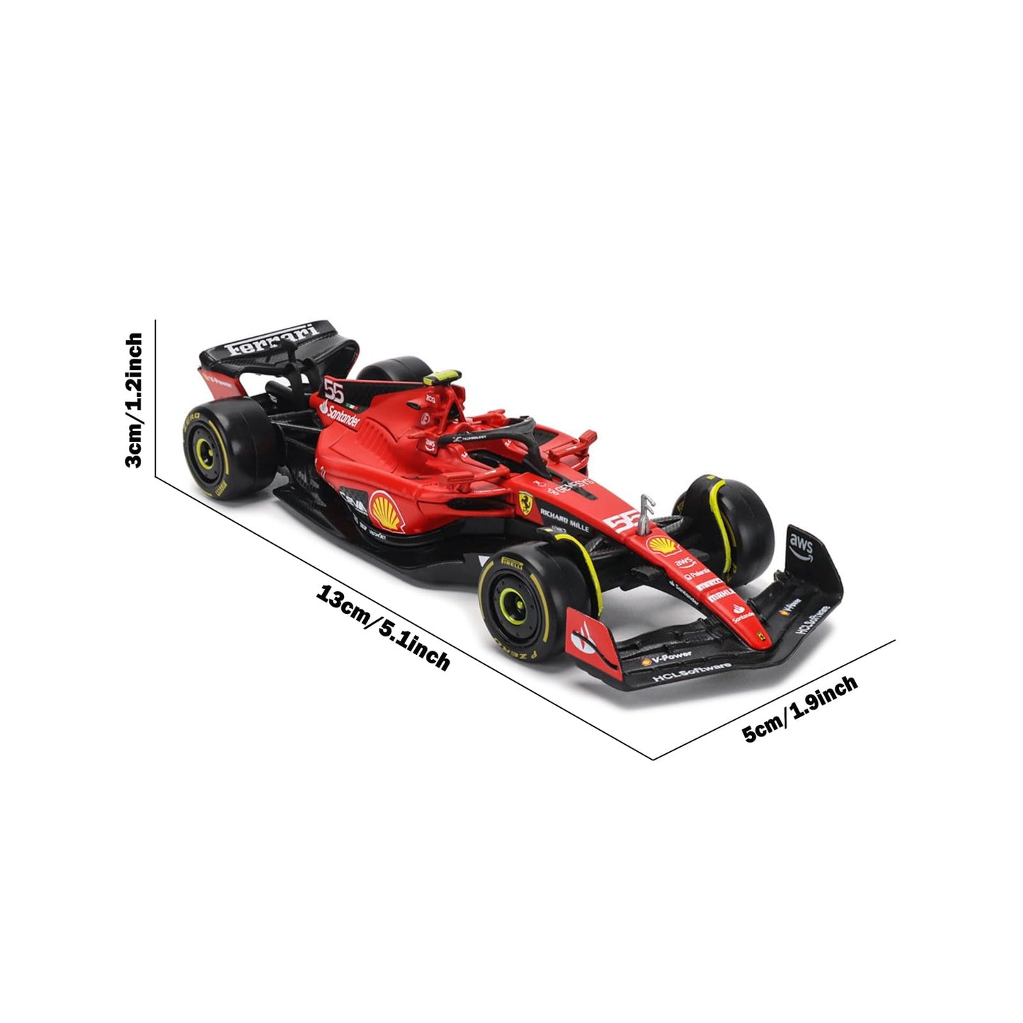 HTLNUZD 2023 1/43 SF23#55 Racing Model Car for F1 Scuderia Ferrari 1:43 SF23#55 Sainz Alloy Car Die Cast Car Model Adult Collection Gift