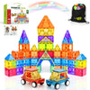 Little Vo Magnetic Tiles 100 pcs with 2 Cars, STEM Building Blocks for Kids, Educational Gift, Magnet Construction Toys for Toddlers, School Teacher