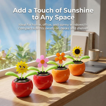 Set of 8 Cute Solar Power Flip Flap Flower Insect for Car Decoration Swing Dancing Flower Eco-Friendly Bobblehead Solar Dancing Flowers in Colorful