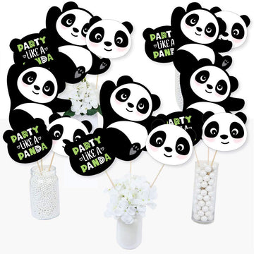 Big Dot of Happiness Party Like a Panda Bear - Baby Shower, Birthday Party Centerpiece Sticks - Table Toppers - Set of 15