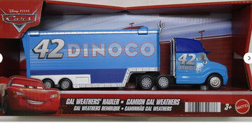 Mattel Cars Cal Weathers 42 Dinoco Hauler Transport Truck, Diecast Vehicle, 1:55 Scale