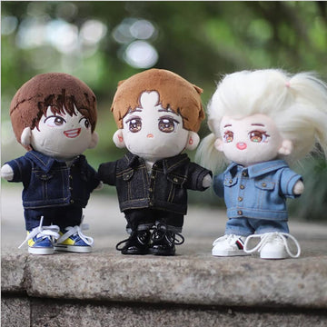 niannyyhouse Denim Jackets Jeans White T-Shirt 7.8in?20cm? Plush Humanoid Stuffed Doll Clothes (Black)