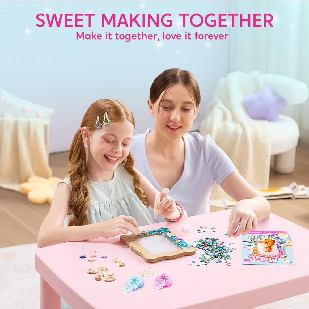JOVA Klever Kits Mosaic Photo Frame Craft Kit, DIY Crafts for Girls 8-12 6 7 Years Old Girl Gifts Summer Activities, Make Your Own Picture Frame