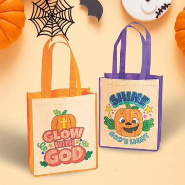 Fun Express Color Your Own Medium Christian Halloween Tote Bags - Craft Kits - 12 Pieces