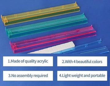 LinaLife 4Pcs Colorful Mahjong Rulers Mahjong Rack Set Multicolor Mahjong Rack Pushers Acrylic Tile Holders for American Mahjong, Game Nights, Clubs