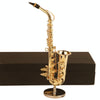 Dselvgvu Miniature Saxophone with Stand and Case Brass Mini Musical Instrument Replica Collectible Figurines Dollhouse Accessories Model Home