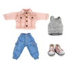 niannyyhouse OB11 1/12 BJD Doll Clothes Coat Pocket Pants Vest Shoes Denim Outfit 4.3in Action Figures Doll Dressup (Pink)