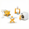 OLEOCA Family Dollhouse Laundry Set - Washing Machine, Ironing Board & Iron, Vacuum, Storage Stand & Rolling Cart - Dollhouse Furniture & Accessories