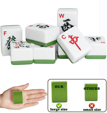 LANYOTA Mahjong Set,Chinese Mahjong Game Set with Carrying Travel Case, 1.5'' Large 146 Tiles with Arabic Numerals, 3 Dices, A Wind Indicator, A Set