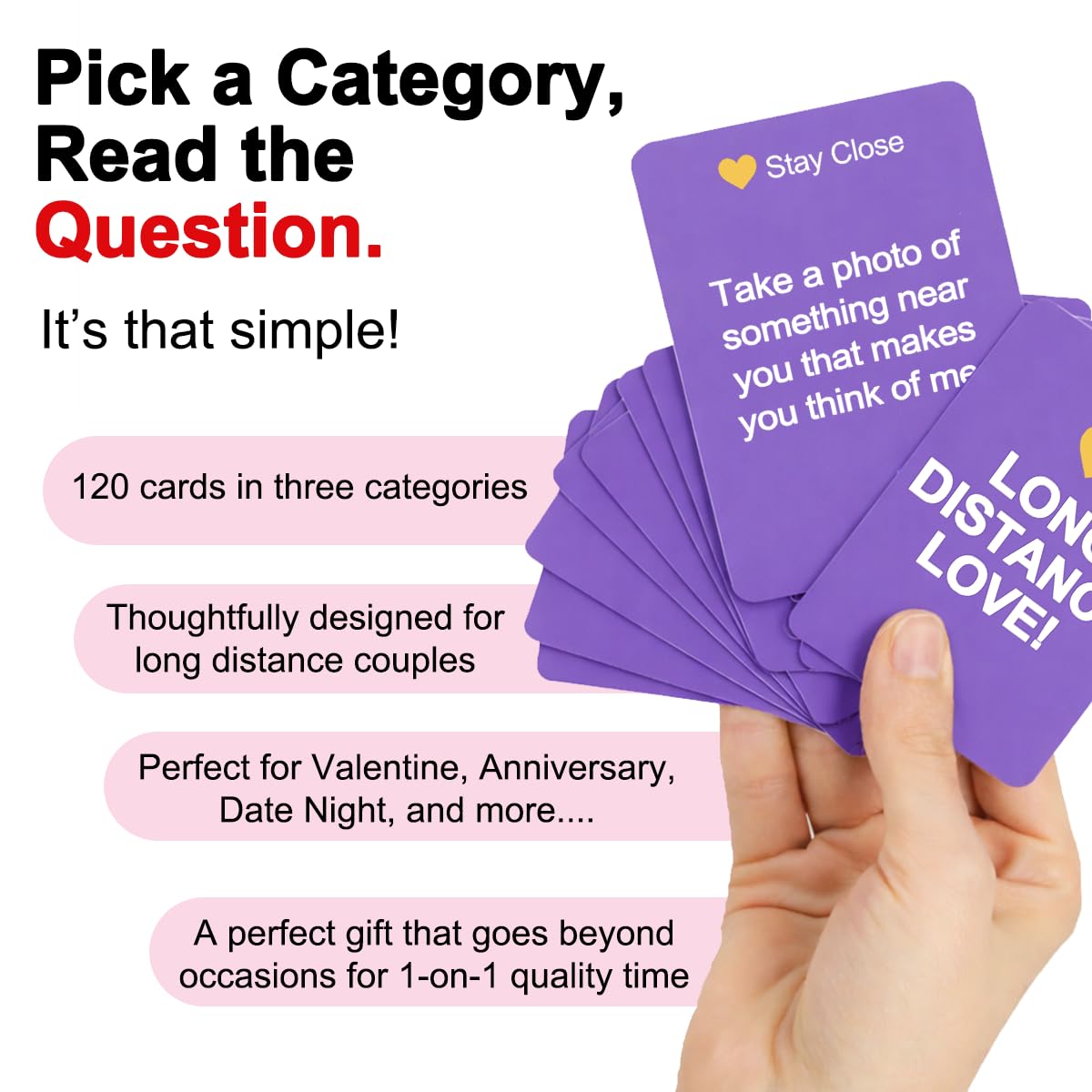 Long Distance Love - Long Distance Relationship Card Game for Couples, 150 Conversation Starter Cards for Video Calls & Virtual Date Night, Gift