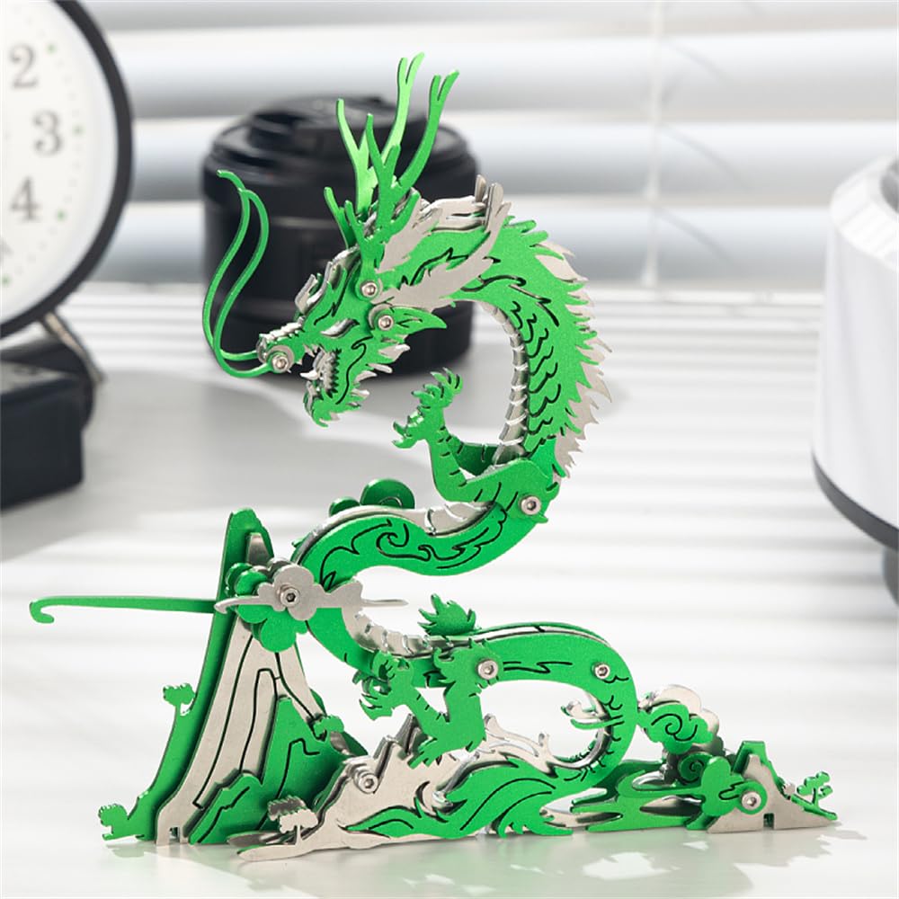 Mokrdomain Chinese Dragon 3D Metal Jigsaw Puzzle, Green, 92 Pieces