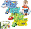 Christmas Stocking Stuffer 4 Sets 4in1 Puzzle Racer Kids Car Track Set,4 Theme Puzzle Racer Car Track Set Puzzle Track Car Play Set Puzzle Raceway Car