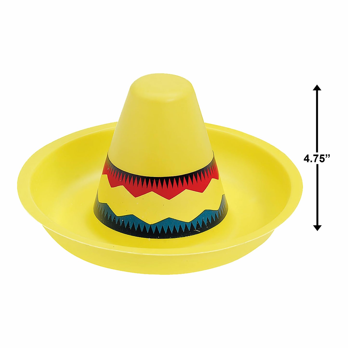 Fun Express Mini Plastic Sombrero Hats - Set of 12 - Chips n Dip, Candy Bowls and Party Favors - Great for Cinco De Mayo, Taco Night and Other Fiesta