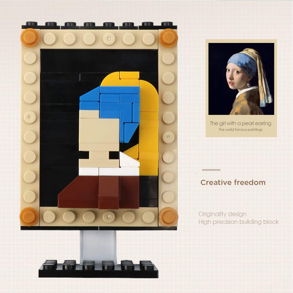 4 Pcs World Famous Painting MOC Building Blocks Toy Set, Compatible with Lego Building Set,Art Portrait Toys,Educational Classic Toy Bricks,STEM Gift