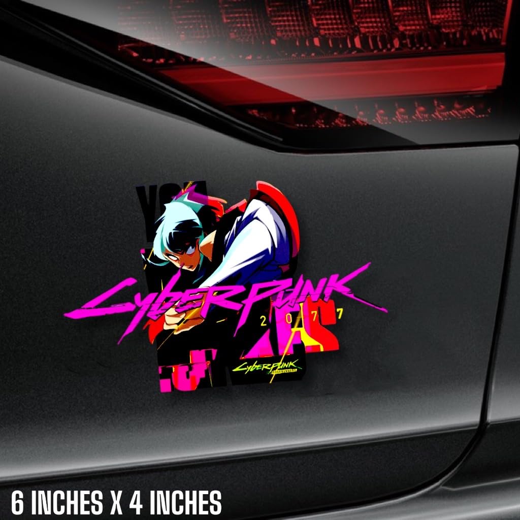 Cyberpunk Vinyl Sticker Cyberpunk car Decal Cyberpunk car Sticker Water Proof Cyberpunk Sticker Reflective for car for Laptop (Purple)