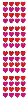 Jillson Roberts Prismatic Stickers, Pink and Red Micro Hearts, 12-Sheet Count (S7143)