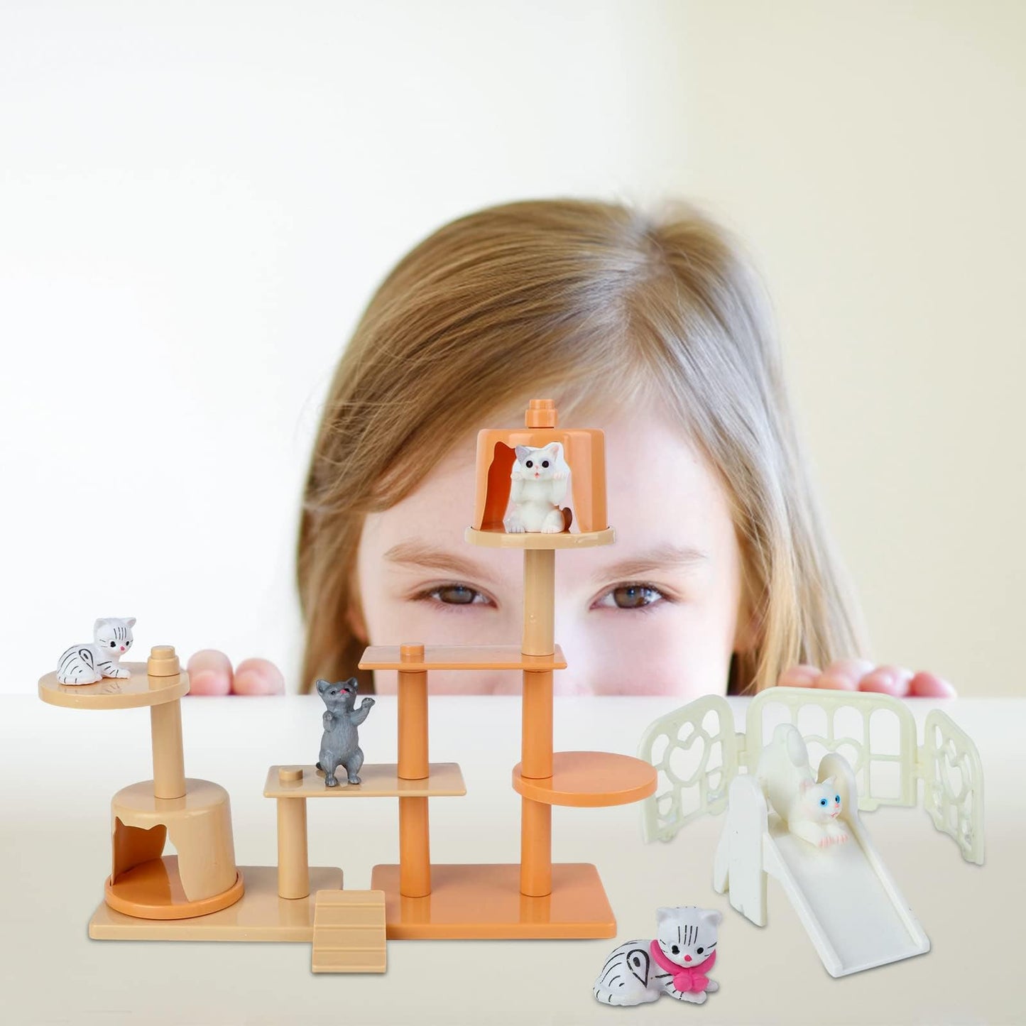 Beupy Cat Figures Playset Toy 40 Pack Pet Pretend Play Toys Realistic Cat Figurines Toys Plastic Cat Care Role Play Educational Learning Playset Home
