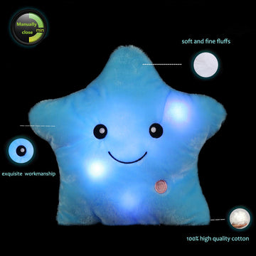sofipal LED Twinkle Star Shaped Plush Pillow, Creative Night Light Glowing Cushions Plush Stuffed Toys Gifts for Kids, Decoration (Blue)