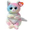 Ty Beanie Bellies - Jenny The Multicoloured Kitten with Glitter Blue Eyes, Original Plush Animals with Soft Belly 20 cm - T41291