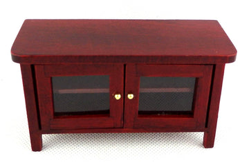 Melody Jane Dollhouse Modern Mahogany Cabinet TV Stand Miniature Living Room Furniture