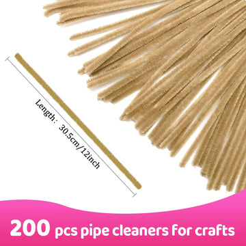 Praisebank Light Brown Pipe Cleaners for Crafts, 200pcs, Chenille Stems for DIY Projecets, Arts & Crafts Supplies for Festival Party Decorations