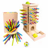 twivah 4-in-1 Board Game for Kids, Wooden Sorting & Stacking|Pick-up Sticks|Counting|Ball Drop Tower, Family Games for Kid and Adult, Montessori STEM