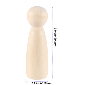 MAHIONG 30 PCS 3.5 Inch Wooden Peg Dolls, Unfinished Wood Angel Girl Shape Peg People Bodies Figures for DIY Craft, Wedding, Cake Toppers, Painting