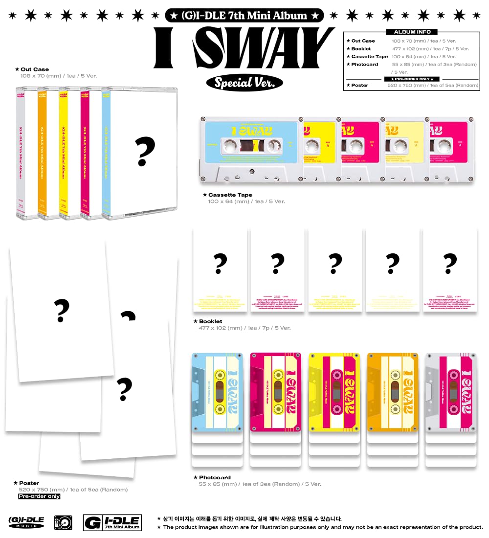 Genie Music (G) I-DLE - 7th Mini Album I Sway Special Cassette Tape version+Folded Poster (Random ver. (No Poster)), L200002994