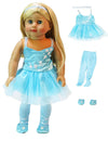 American Fashion World Blue Ballerina 4pc Set for 18-Inch Dolls | Premium Quality & Trendy Design | Doll Clothes