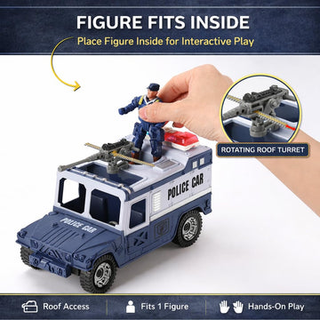 Liberty Imports 8 PCS Police Rescue Patrol Toy Vehicles and Figures Playset - Helicopter, SWAT Truck, Motorcycle, Action Figures, K-9, Weapons,