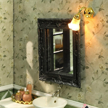 iLAND Dollhouse Accessories of Dollhouse Lights Floral Wall Light w/Plug, Elegant Miniature Lamp Wall Sconce of Mini House Lighting Fits 1/12 Scale