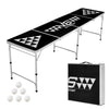 VEVOR 8 Foot Portable Beer Pong Table, Carrying Handles and 6 Pong Balls, Adjustable Height, Lightweight Table for Office, Tailgate Party, Travel