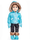 The Queen's Treasures 18 Inch Doll Clothes, Complete Ski Wear Outfit, 6 Piece Zippered Blue Jacket, Pants, Gloves, and Boots Too, Compatible for Use