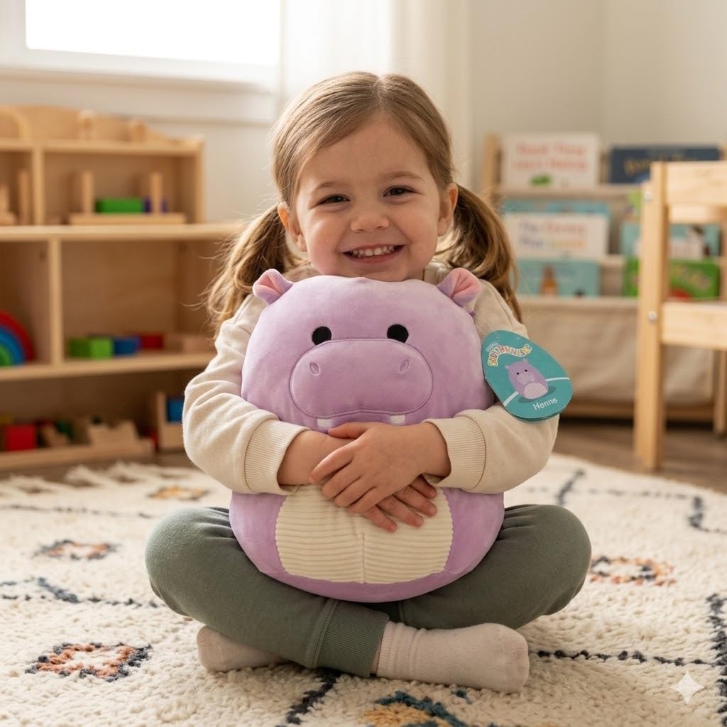 Squishmallows 10-Inch Hanna The Purple Hippo Plush - Official Jazwares Stuffed Animal, Ultra-Soft Squishy Hippopotamus Pillow Toy Collectible