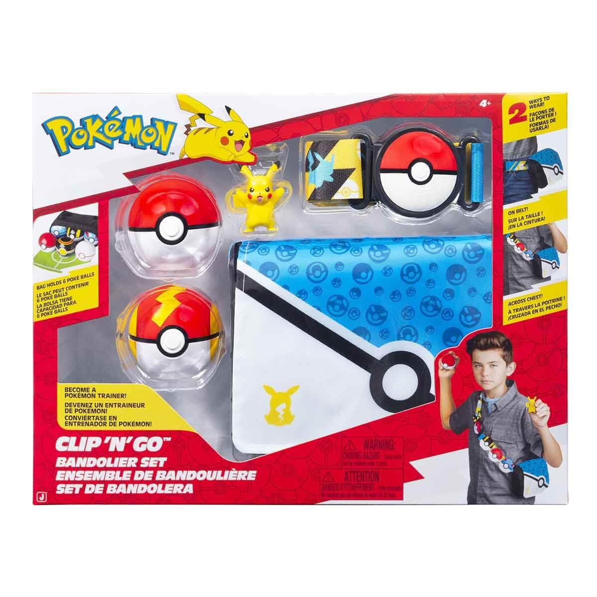Pokémon Pikachu Clip ‘N’ Go Bandolier Set - 2-Inch Pikachu Battle Figure with Poke Ball and Fast Ball Plus Themed Belt and Bandolier