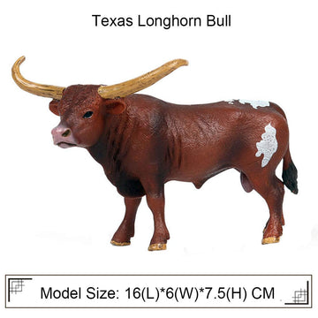 FLORMOON Animal Figures Realistic Texas Longhorn Bull Plastic Early Educational Toys Cupcake Topper Party Gift for Kids 2+ Year Old(Female)