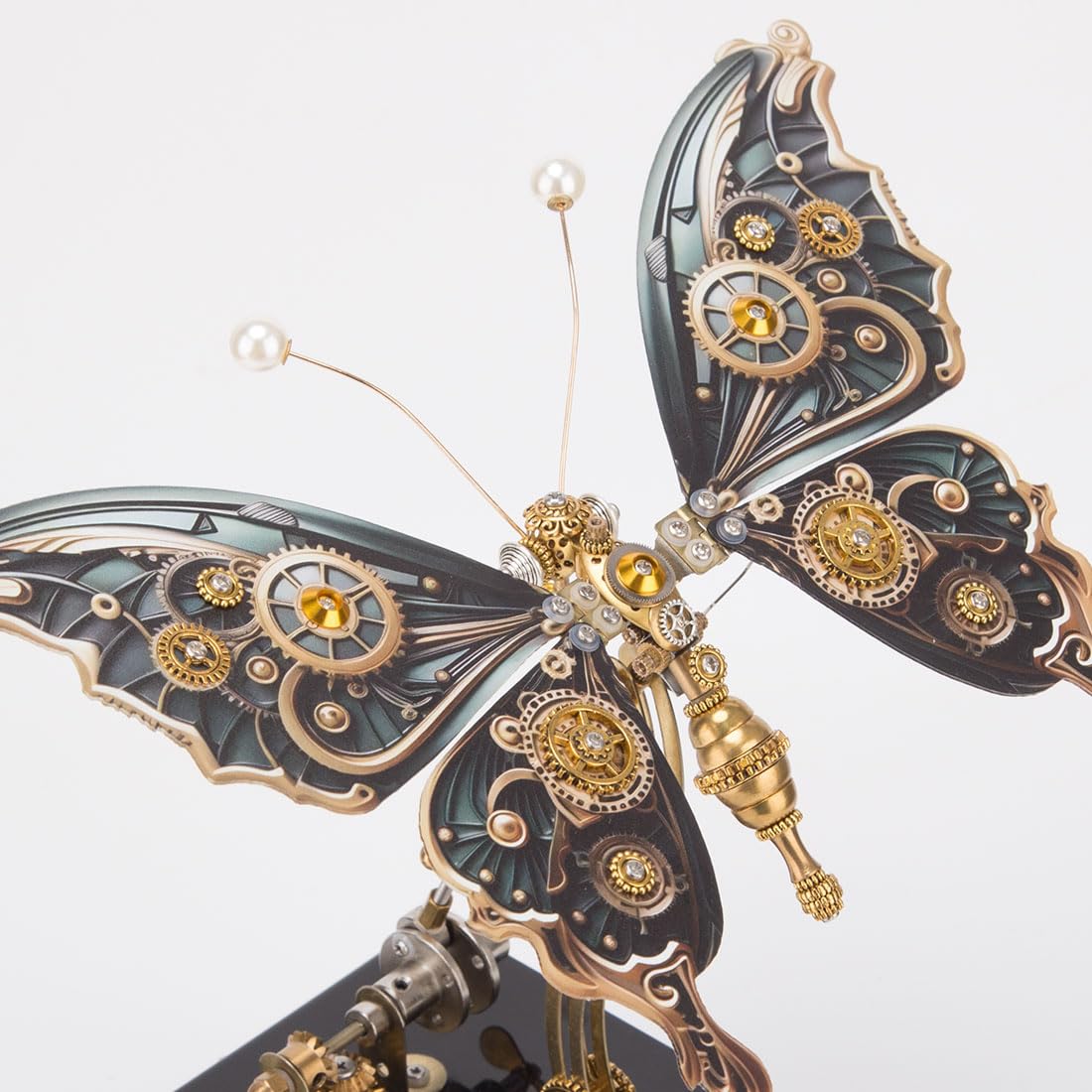 3D Metal Puzzle Butterfly Music Box Kits for Adult, 3D Stereoscopic Dynamic Insect DIY Mechanical Assembly Model with Acrylic Base to Build, Brain