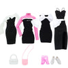 BLIJOLA 4 Sets Doll Clothes for 11.5 inch Girls Dolls, 11Pcs Summer Simple Black Dresses Style Outfits Including Shoes & Bags Clothing Accessories