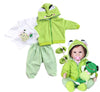 Reborn Baby Girl Boy Dolls Clothes 22 inch 4 pcs Sets Green Frog Outfit Fit 20-22" Newborn Dolls Clothes Accessories