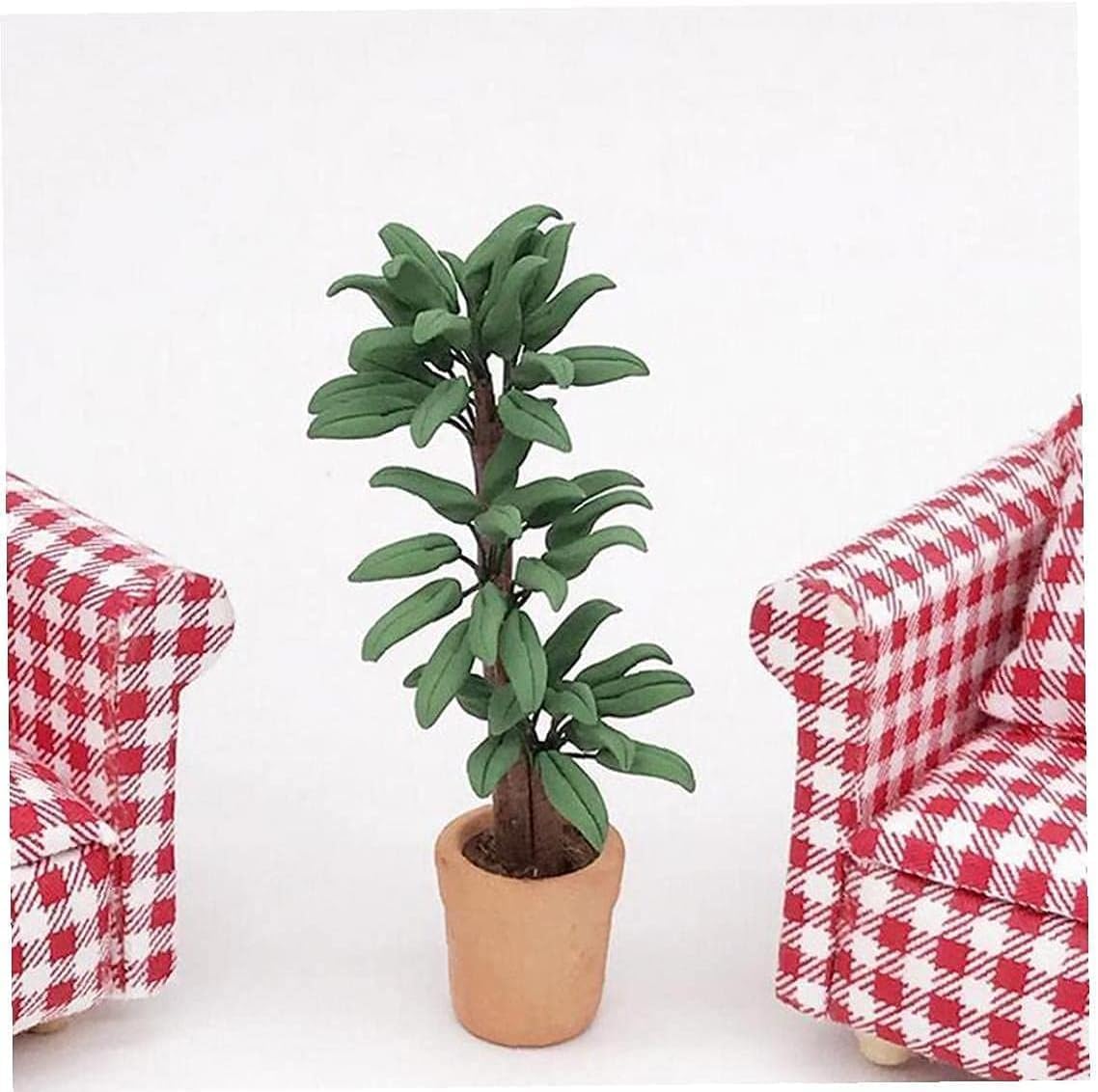 Green Cute Dollhouse Flower Bonsai 1:12 Dollhouse Miniature Plant in Pot Micro Landscape DIY Craft Garden Ornament Lightweight Decorative, Decorations
