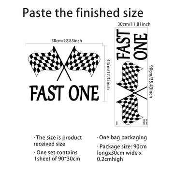 Fast One Party Decal Signl - Race Car 1st Birthday Decorations for Party Balloon Arch,First Birthday Party Backdrop Sticker,Little Boy (Fast One)