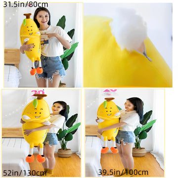 OPHRBU 31.5-inch Yellow Banana Plush Body Pillow Soft Hugging Toy for Kids